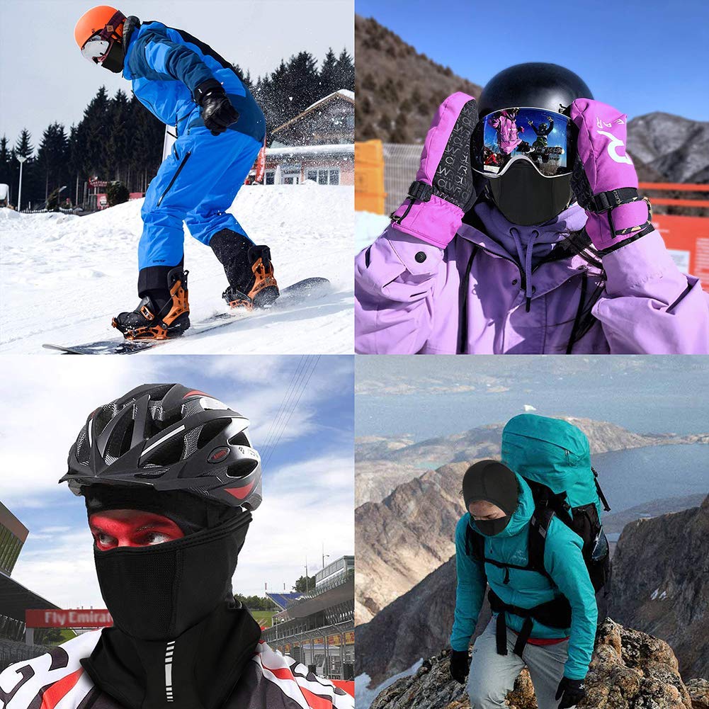 Balaclava Face Mask Winter Fleece Thermal Ski Mask, Windproof Dustproof Breathable Bandana Snowboarding Skiing Neck Warmer Hood for Men Women Black